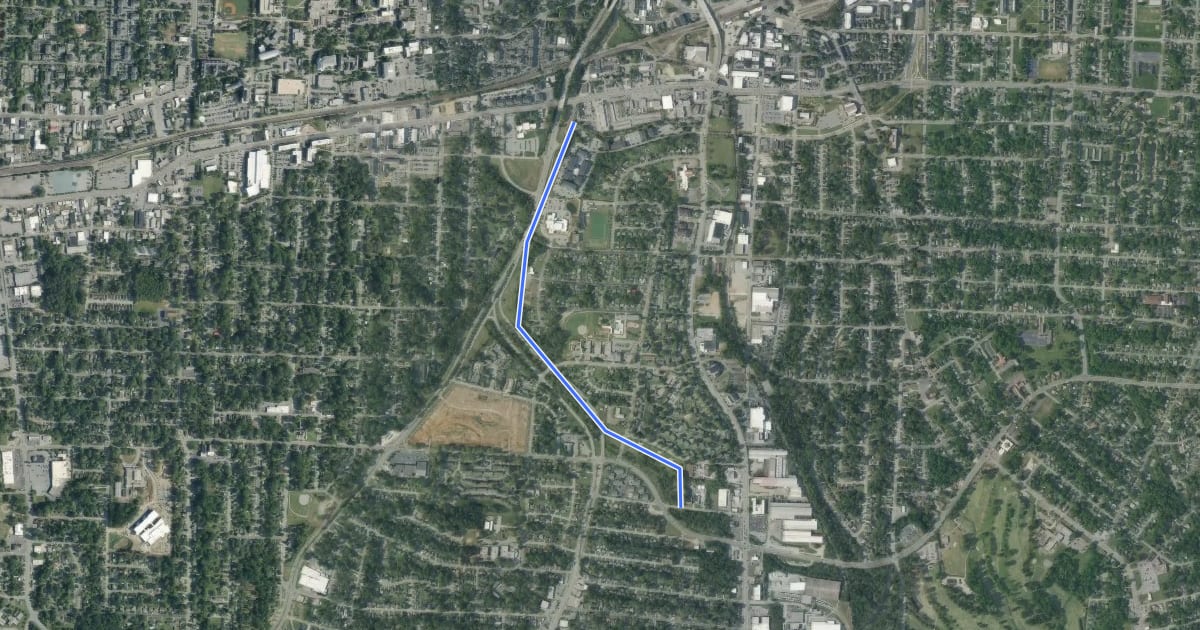 Маршрут Southeast Greenway на спутниковом снимке
