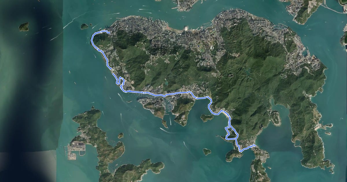 Маршрут 南區海濱長廊 Southern District Coastal Trail на спутниковом снимке