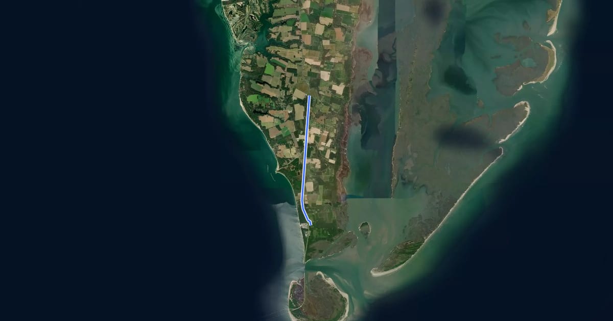 Маршрут Southern Tip Hike & Bike Trail на спутниковом снимке