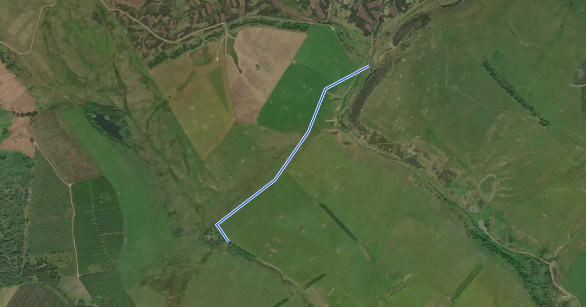 Маршрут Southern Upland Way на спутниковом снимке