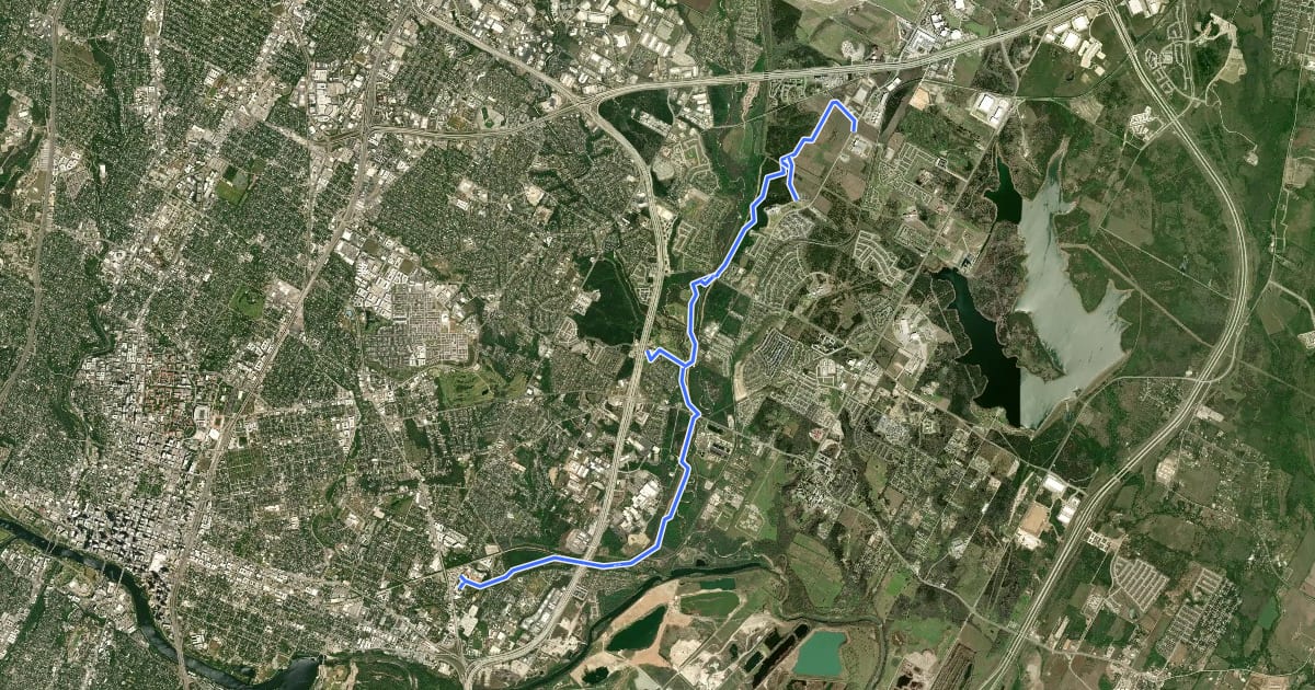 Маршрут Southern Walnut Creek Trail на спутниковом снимке
