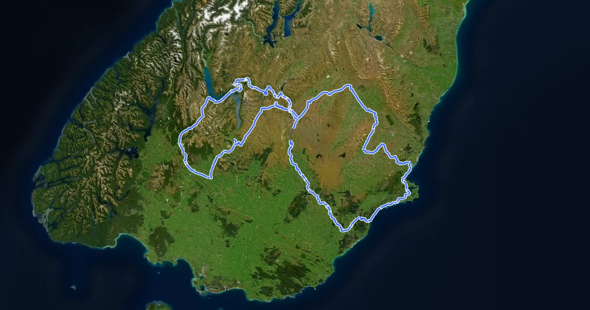 Маршрут Southern Way 1000 на спутниковом снимке