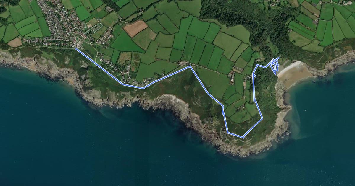 Маршрут Southgate, Hunts Bay and Pwll Du walk, Gower на спутниковом снимке