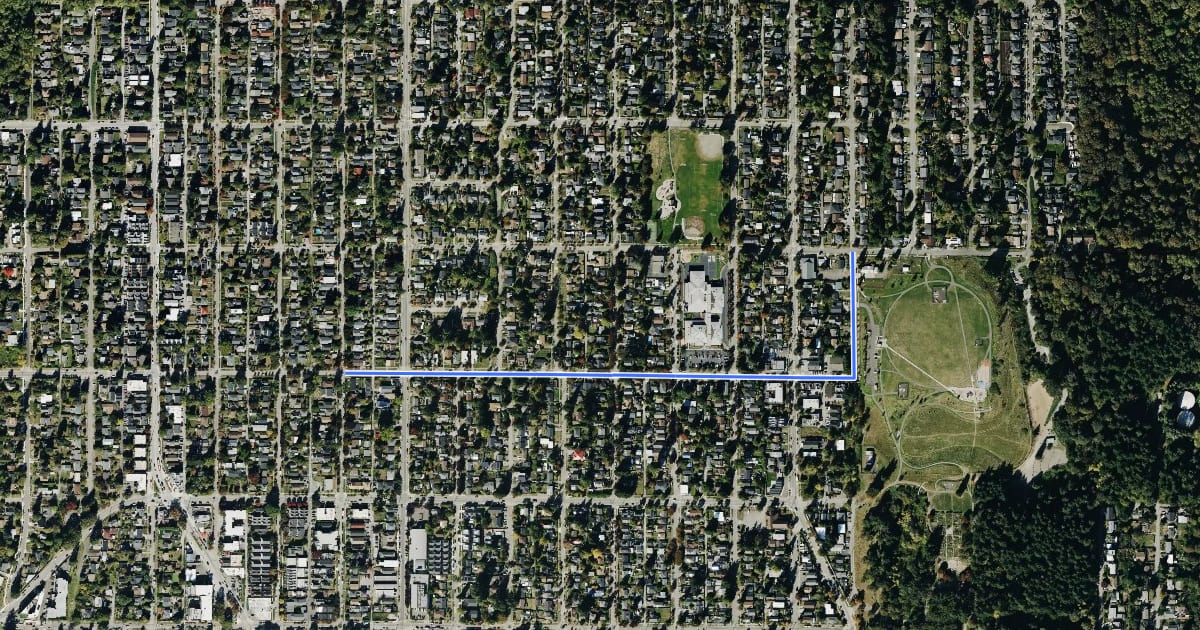 Маршрут Southwest Trenton Street Greenway на спутниковом снимке