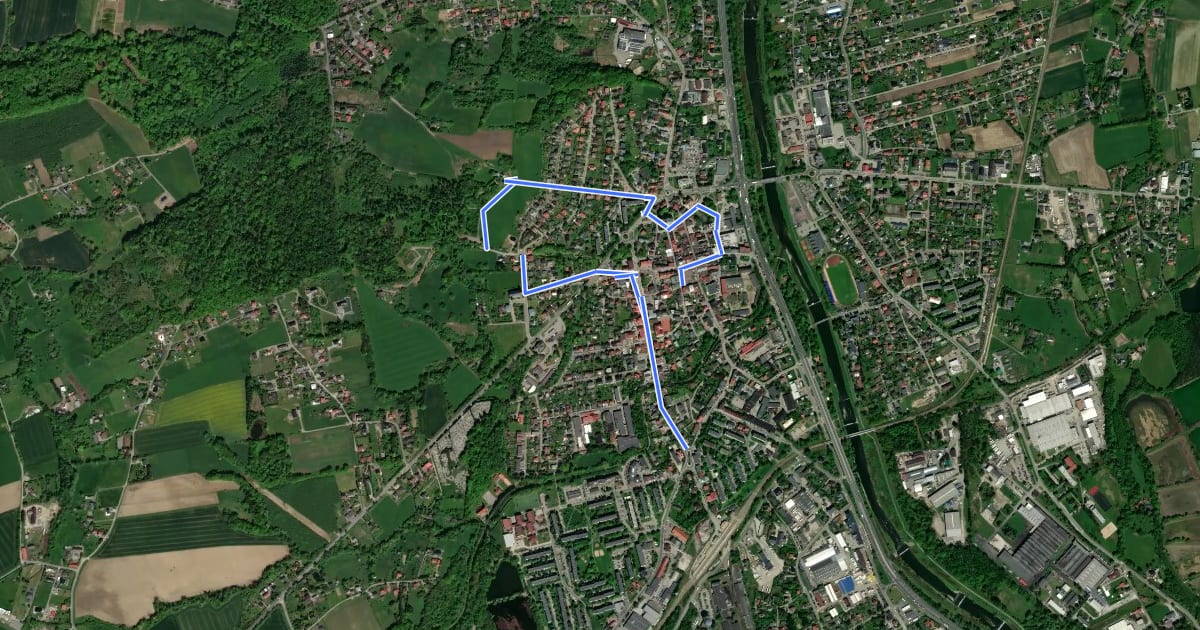 Маршрут Spacerowy Szlak skoczowskich zabytków на спутниковом снимке