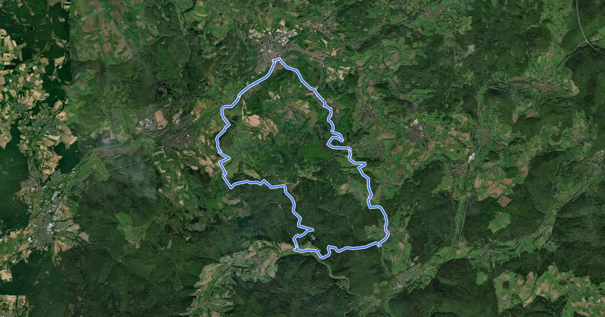 Маршрут Spessart Biken (14) - 2-Täler-Tour на спутниковом снимке