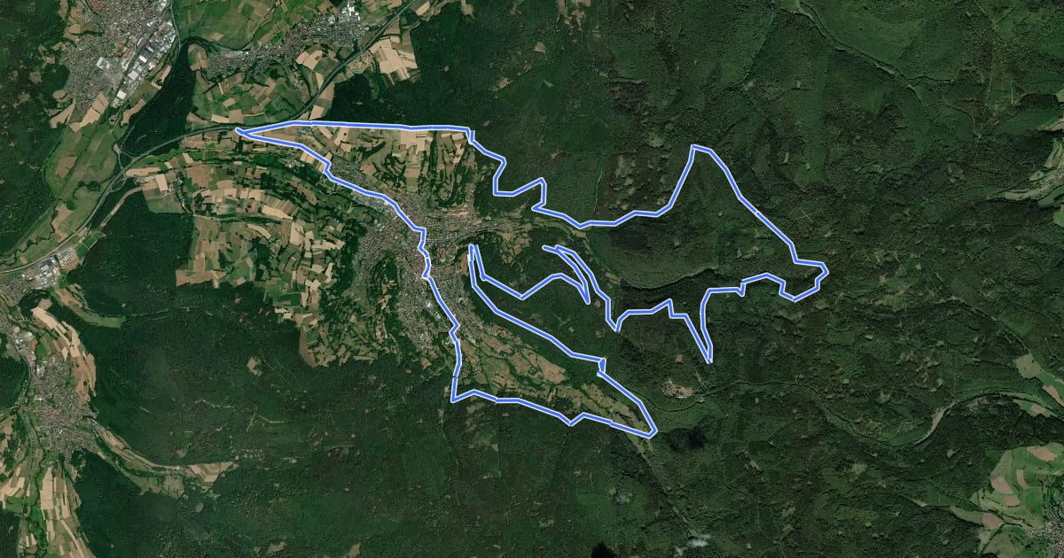 Маршрут Spessart Biken (16) - Challenge kurz на спутниковом снимке