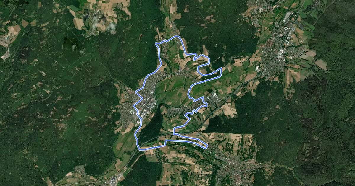 Маршрут Spessart Biken (8) - Panoramaweg на спутниковом снимке