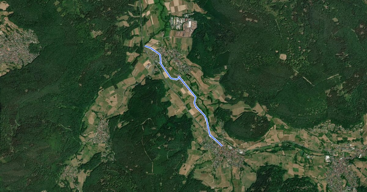 Маршрут Spessartbogen Zubringer Roßbach - Lanzingen на спутниковом снимке