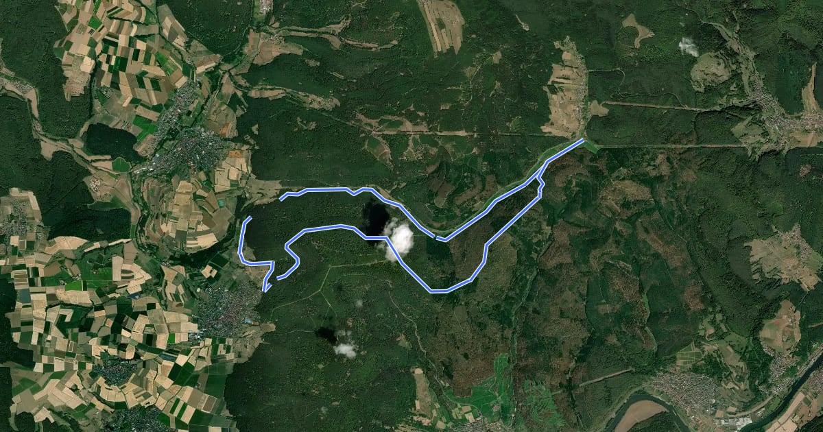 Маршрут Spessarträuberland Weg 2 на спутниковом снимке