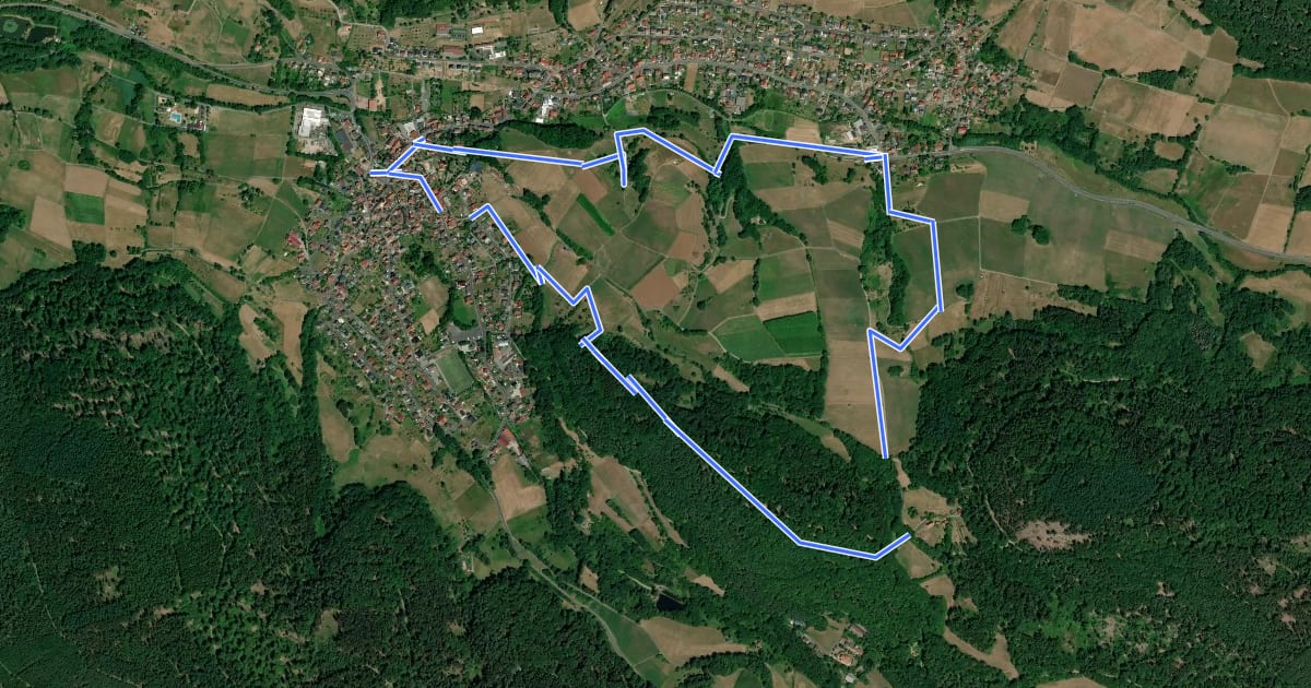 Маршрут Spessartspuren - Bieberer Galgenberg на спутниковом снимке