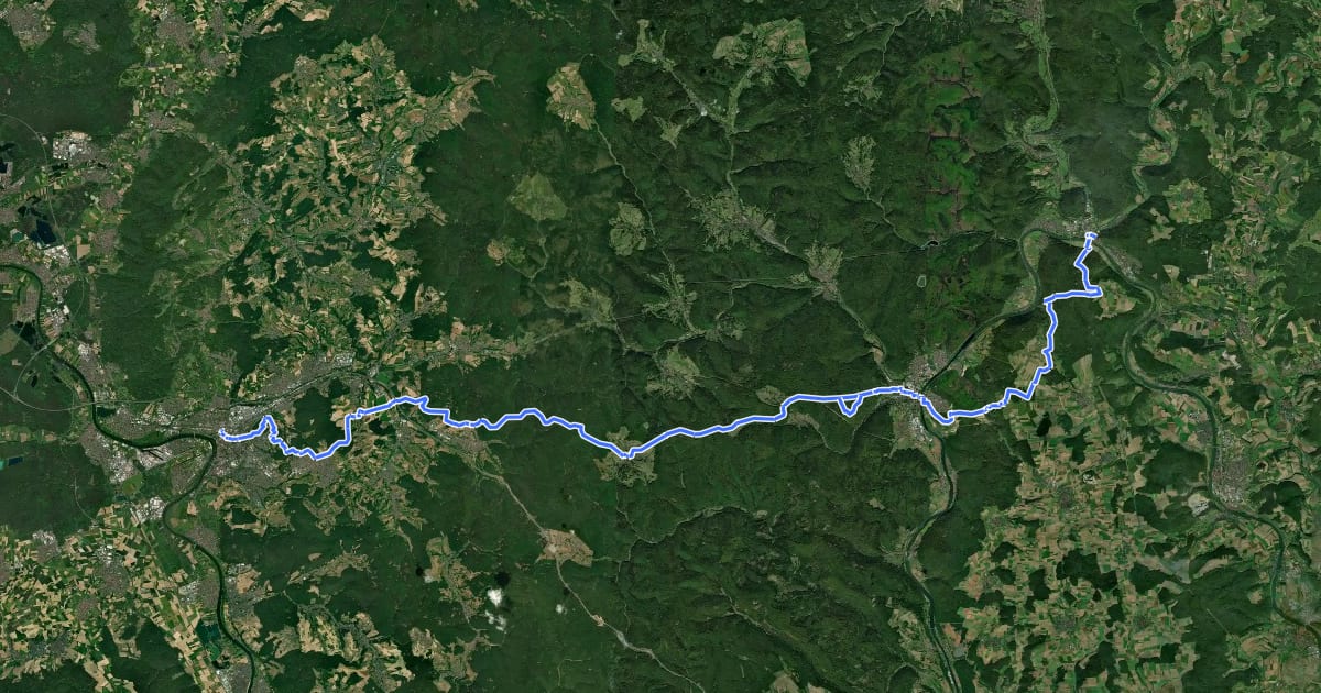Маршрут Spessartweg 1 на спутниковом снимке