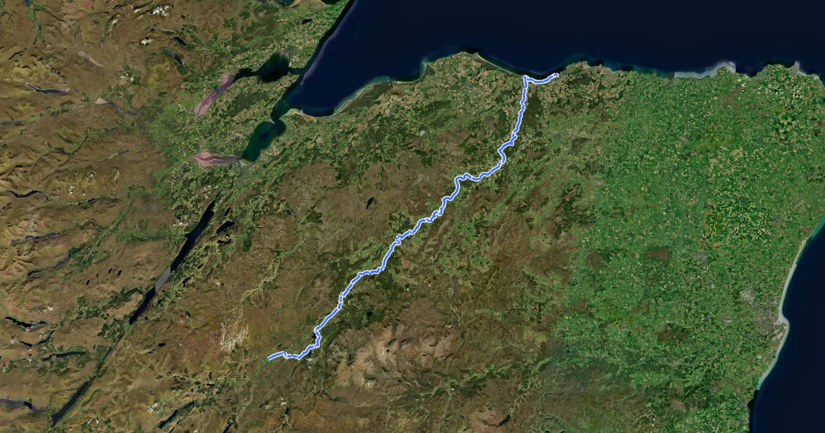 Маршрут Speyside Way на спутниковом снимке