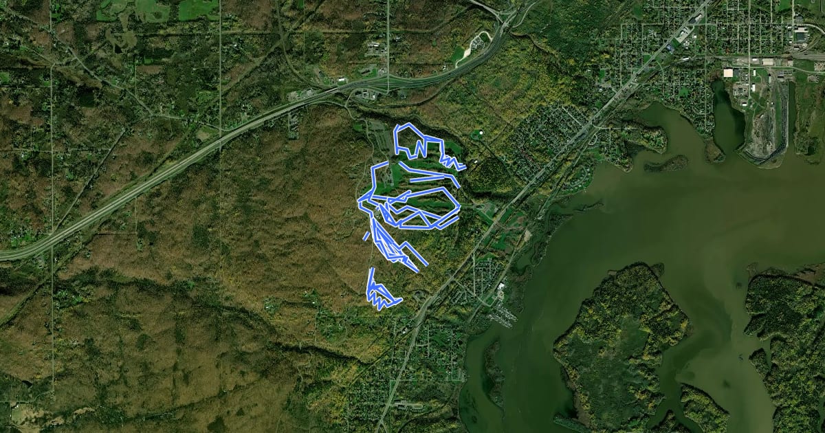 Маршрут Spirit Mountain Bike Park на спутниковом снимке