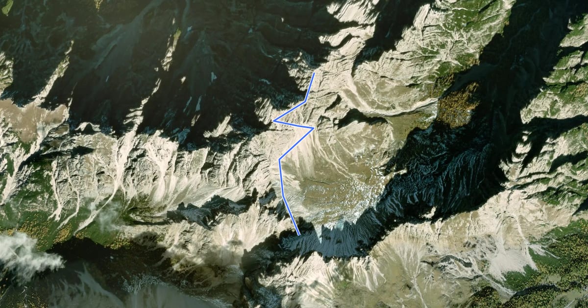 Маршрут Spitzkofel Klettersteig на спутниковом снимке