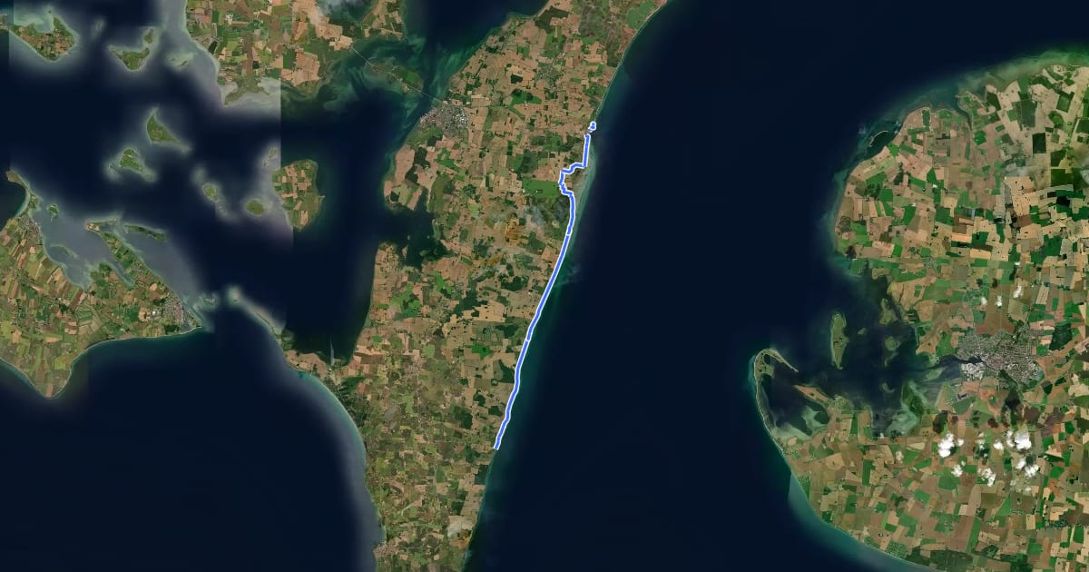Маршрут Spodsbejrg - Bukkemose Strand на спутниковом снимке