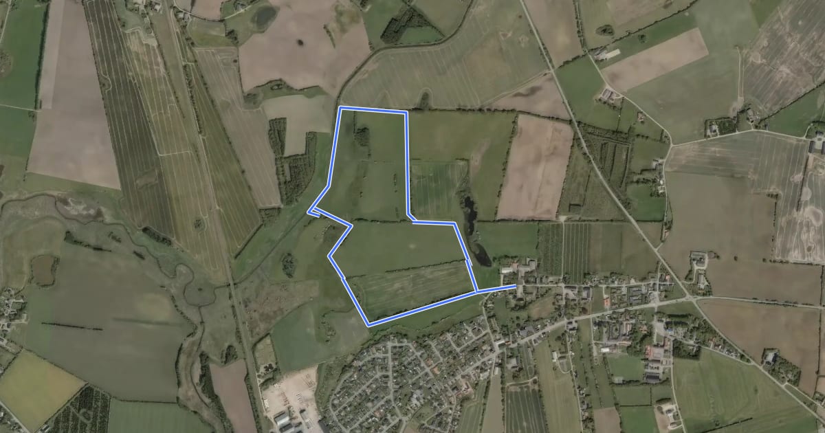 Маршрут Sporet ved Elmegården, rød rute на спутниковом снимке