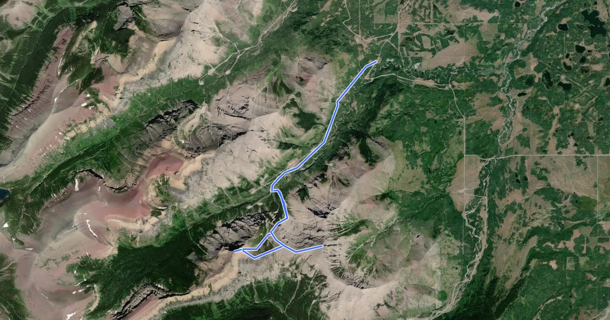 Маршрут Spread Eagle Mountain Route на спутниковом снимке