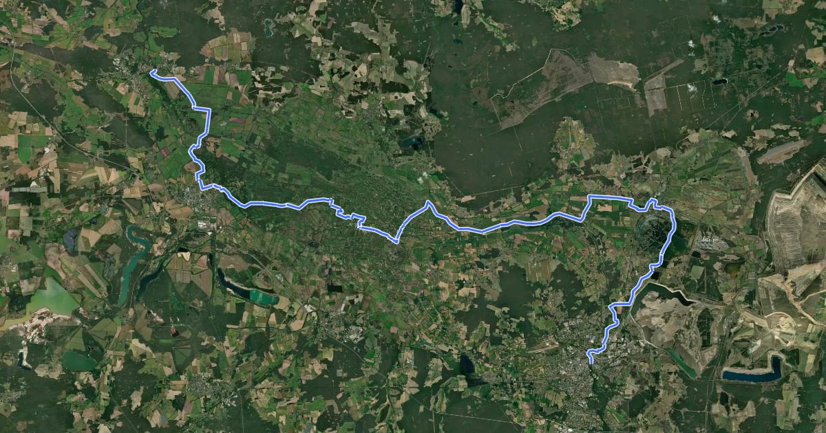 Маршрут Spreeradweg [Cottbus↔Lübben] на спутниковом снимке