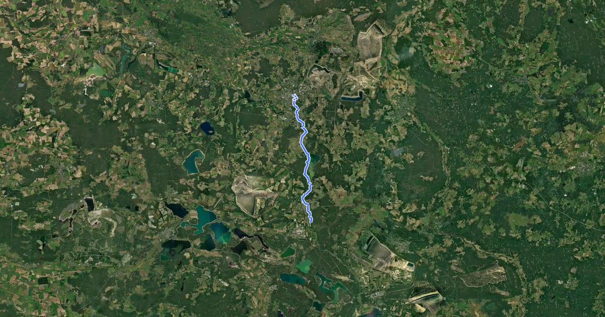 Маршрут Spreeradweg (Zerre-Cottbus) на спутниковом снимке