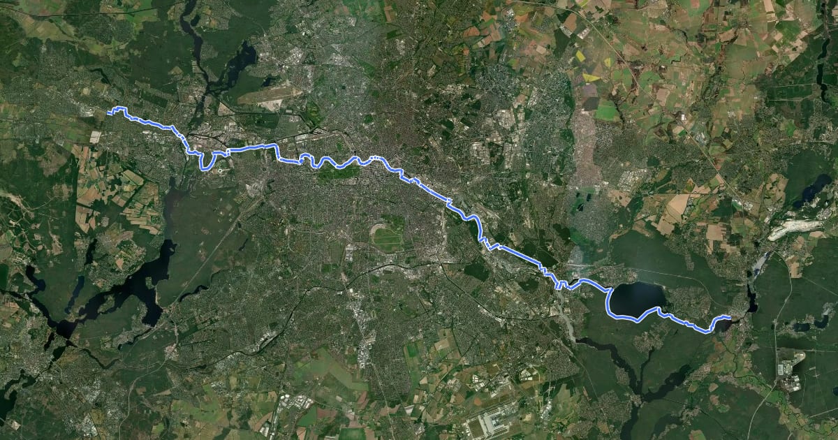 Маршрут Spreeweg на спутниковом снимке