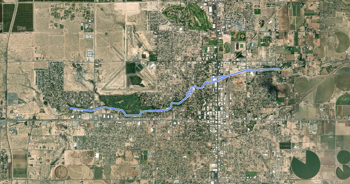 Маршрут Spring River Parkway на спутниковом снимке