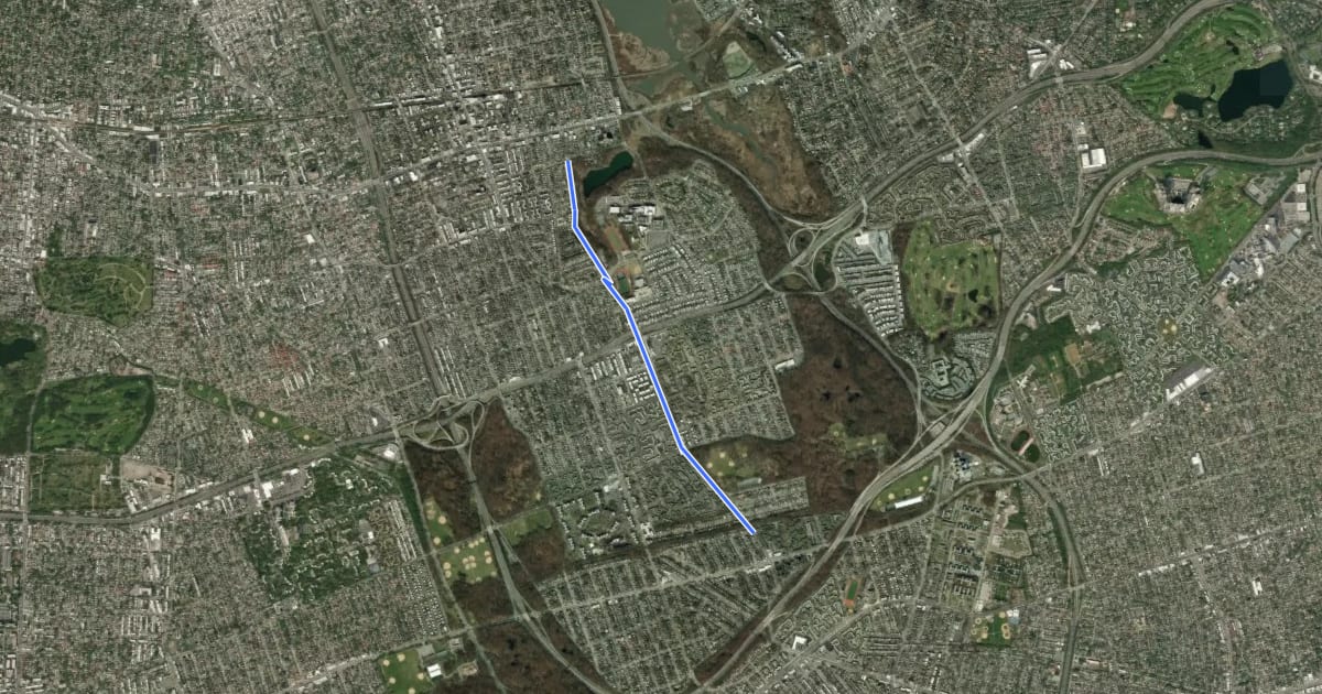Маршрут Springfield Boulevard на спутниковом снимке