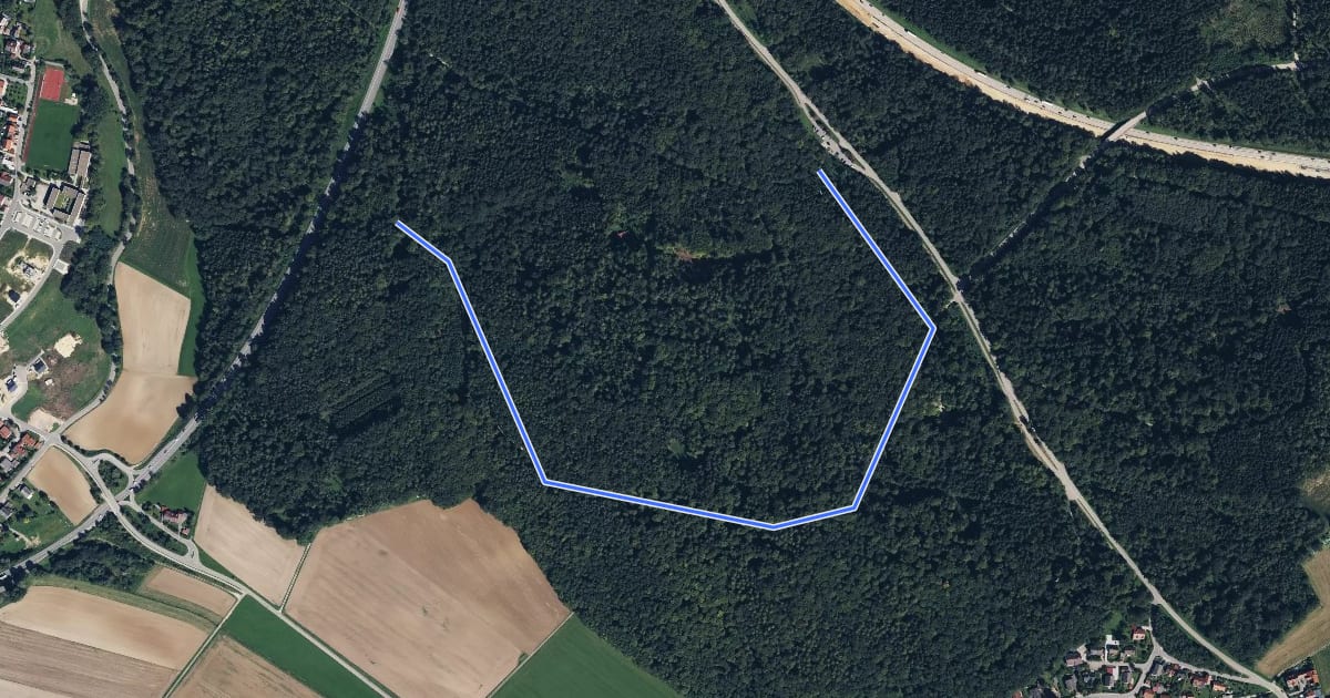 Маршрут SR 2 Dürrbuckel (Rundwanderweg Rotes Viereck) на спутниковом снимке