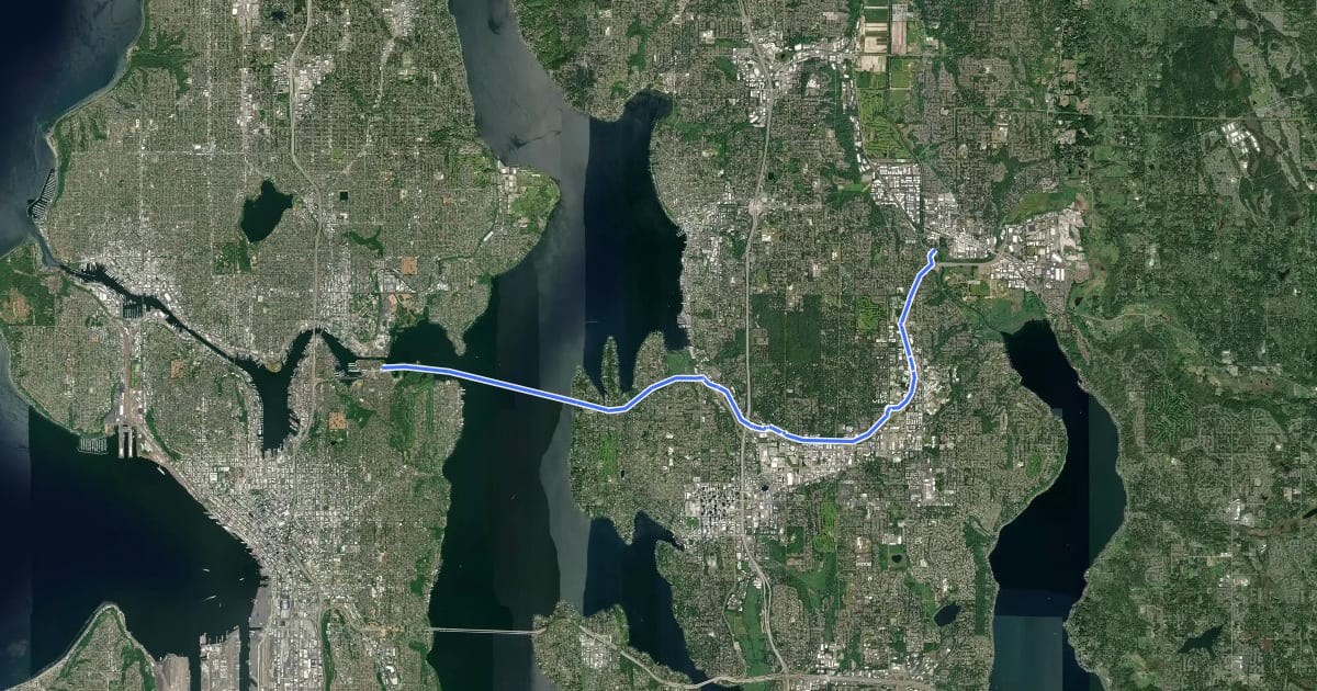 Маршрут SR 520 Trail на спутниковом снимке