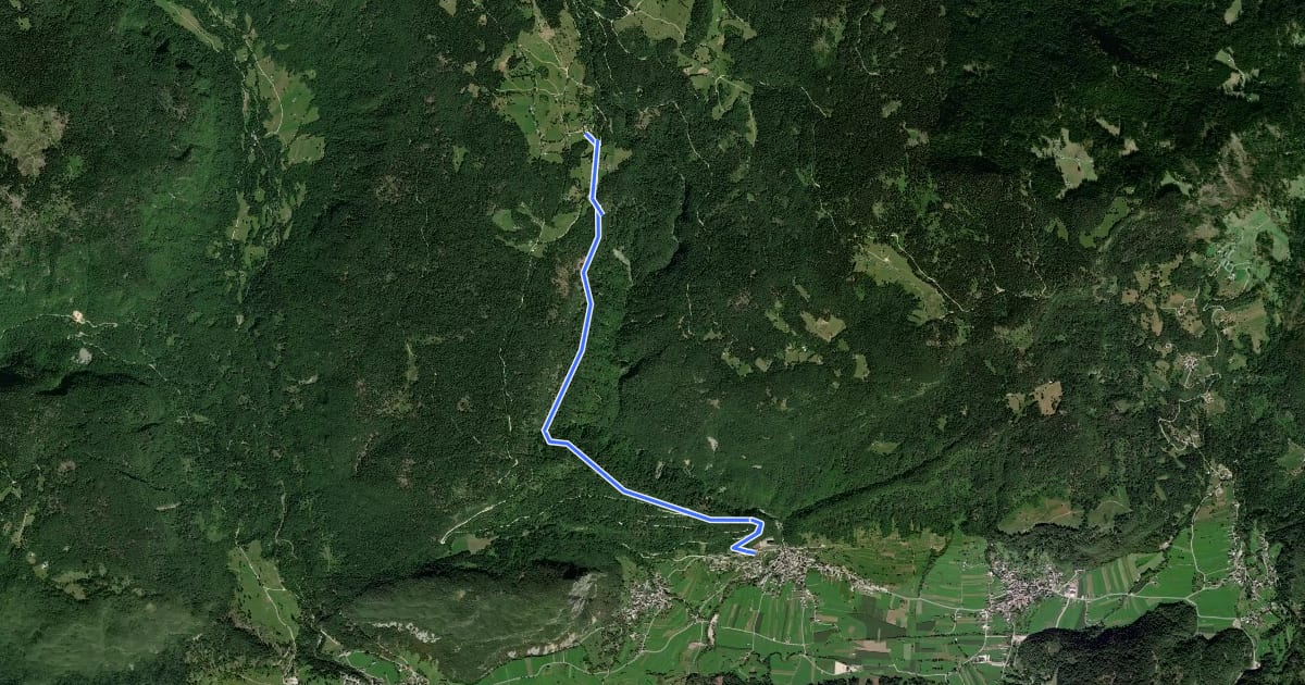 Маршрут Srednja vas - Koča na Uskovnici на спутниковом снимке