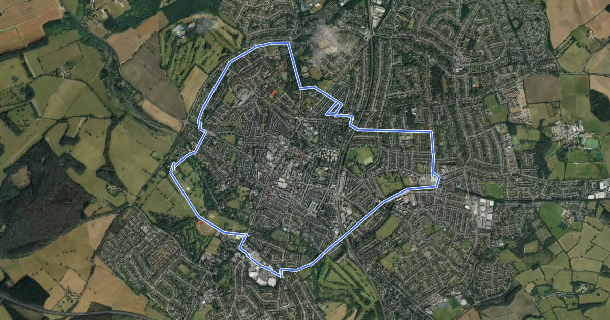 Маршрут St Albans Green Ring на спутниковом снимке
