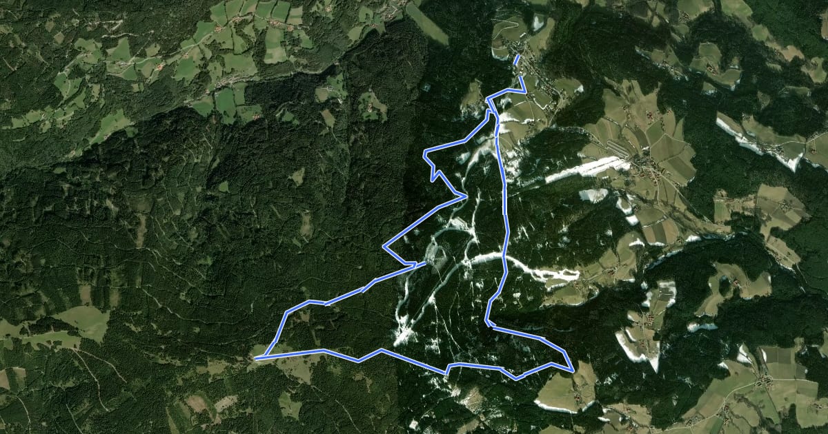 Маршрут St. Corona - Almrauschhütte - Kampsteiner Schwaig - Herrgottschnitzerhütte - Simashütte - Orthof на спутниковом снимке