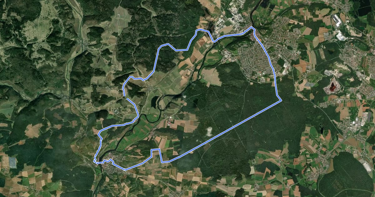 Маршрут Städtedreieck-Rundweg 2 "Wittelsbacher Burgensteig" (Blau) на спутниковом снимке