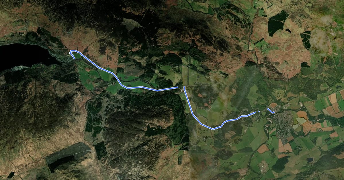 Маршрут St Fillans to Comrie на спутниковом снимке