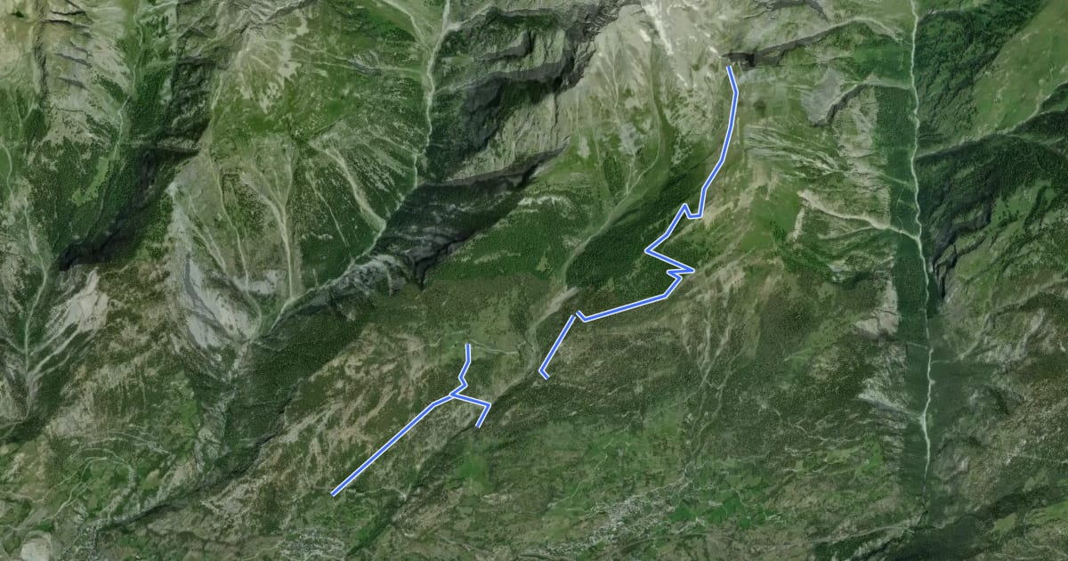 Маршрут St. German - Leiggern - Wiwannihütte на спутниковом снимке