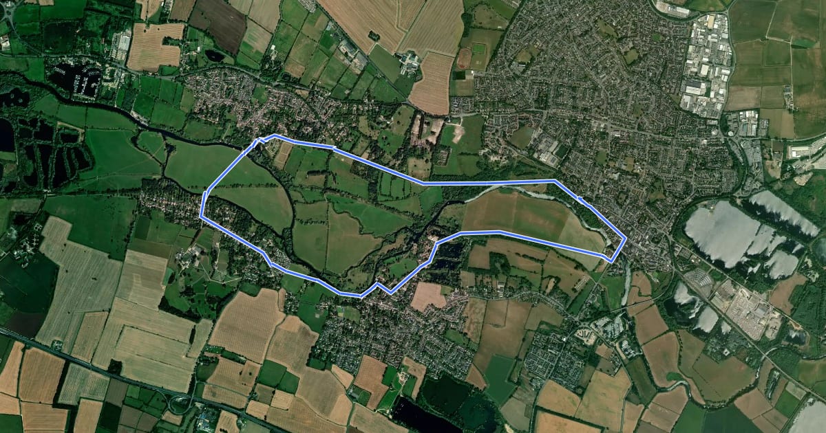 Маршрут St Ives and the Hemingfords Walk, Houghton Mill на спутниковом снимке