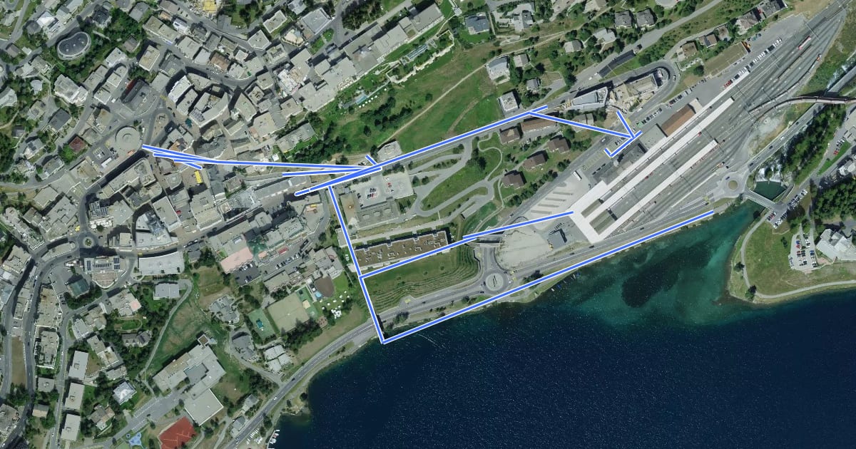 Маршрут St. Moritz-Dorf - St. Moritz Bahnhof на спутниковом снимке