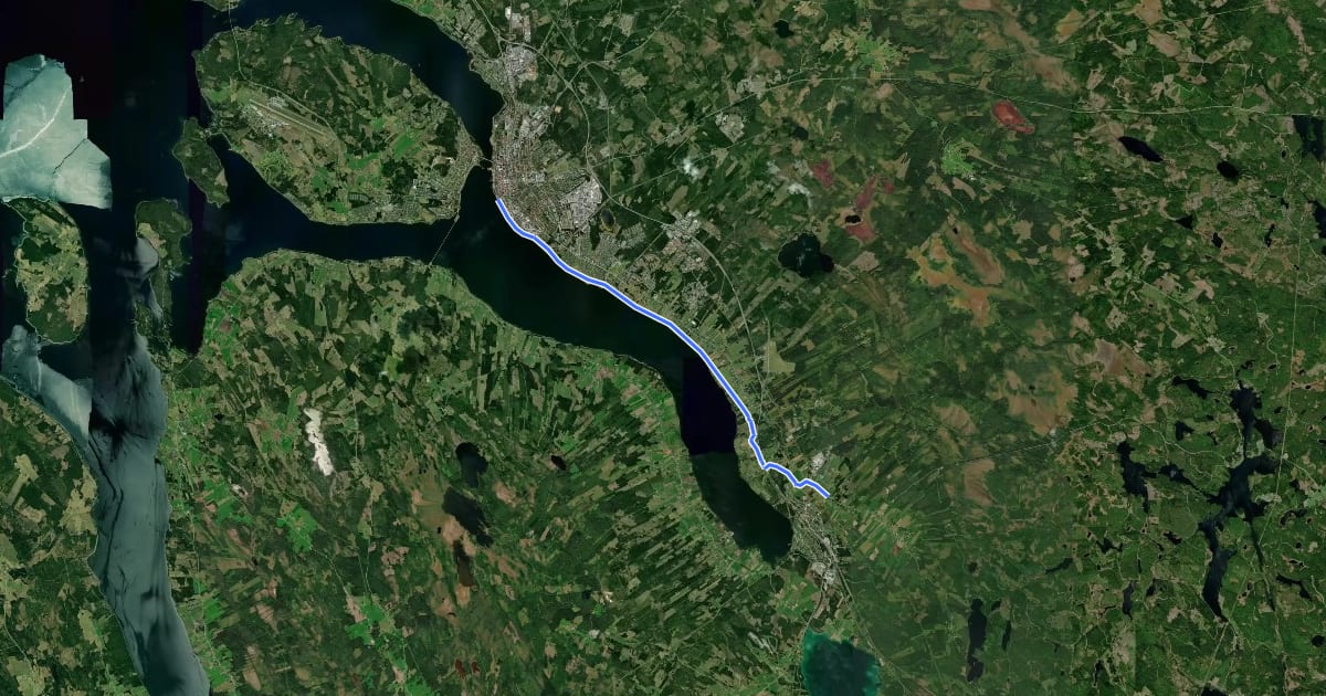 Маршрут St. Olavsleden dagsetapp Brunflo – Östersund на спутниковом снимке