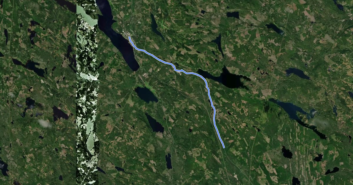Маршрут St. Olavsleden dagsetapp Länsgränsen – Bräcke на спутниковом снимке