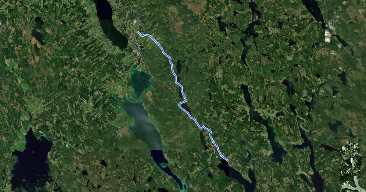 Маршрут St. Olavsleden dagsetapp Pilgrimstad – Brunflo на спутниковом снимке