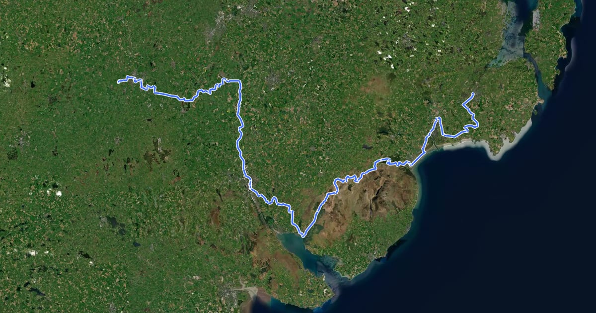 Маршрут St Patrick's Way: The Pilgrim Walk на спутниковом снимке