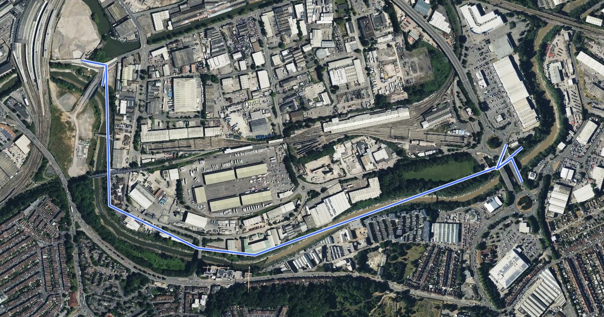 Маршрут St Phillips Greenway на спутниковом снимке