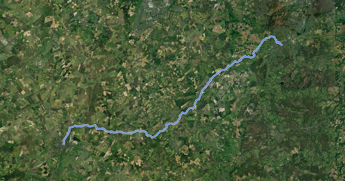 Маршрут St Swithun's Way на спутниковом снимке