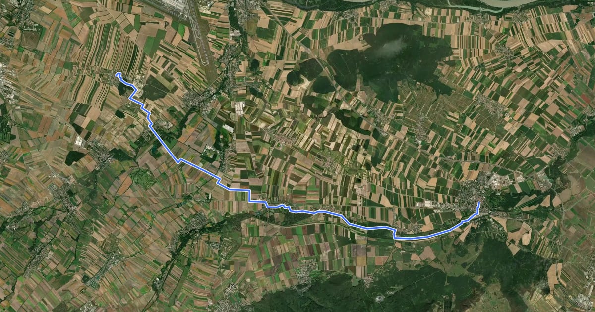 Маршрут ST12 Rauchenwarth - Bruck an der Leitha на спутниковом снимке