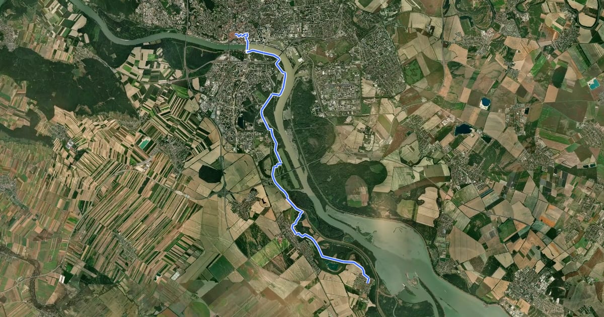 Маршрут ST201 Bratislava - Čunovo на спутниковом снимке