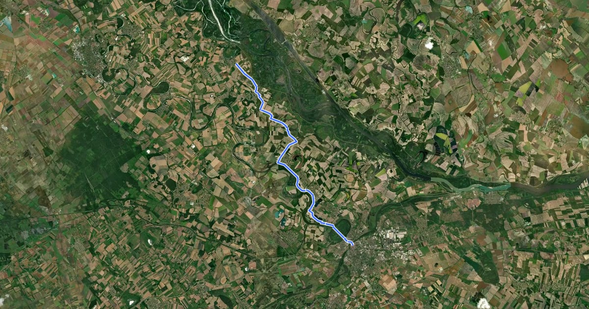 Маршрут ST203a Lipót -Győr на спутниковом снимке