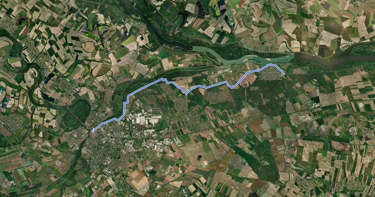 Маршрут ST204a Győr - Gönyü на спутниковом снимке