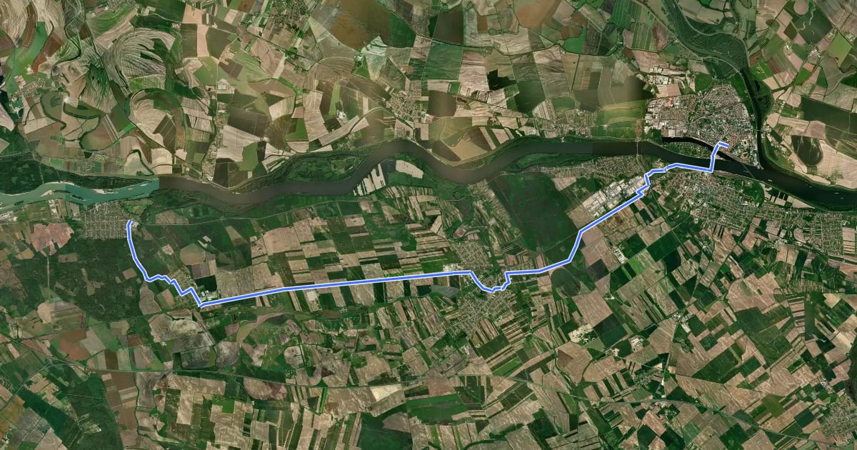 Маршрут ST205a Gönyű - Komárno на спутниковом снимке