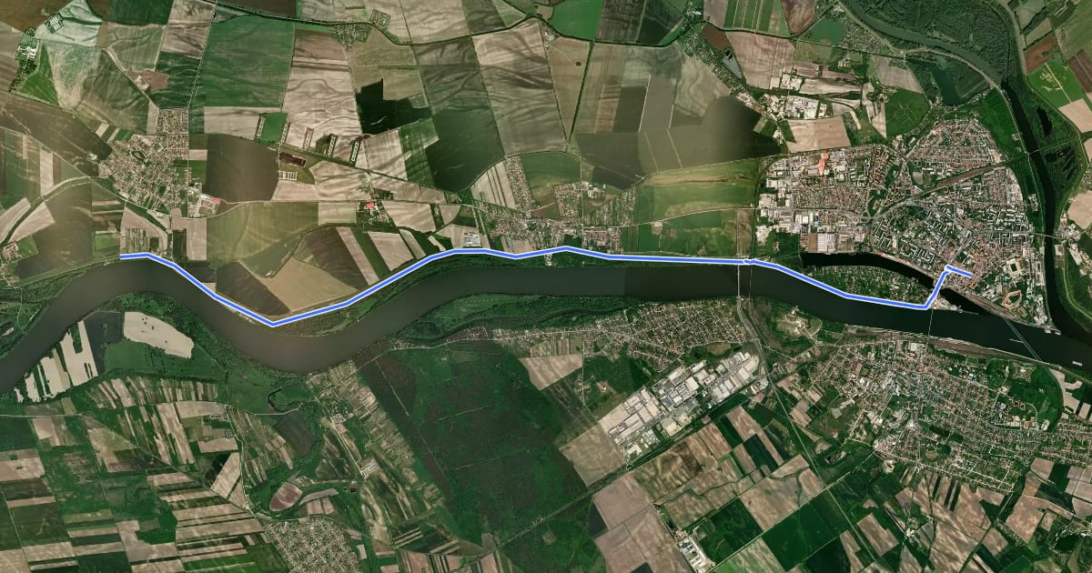 Маршрут ST205b Zlatná na Ostrove - Komárno на спутниковом снимке