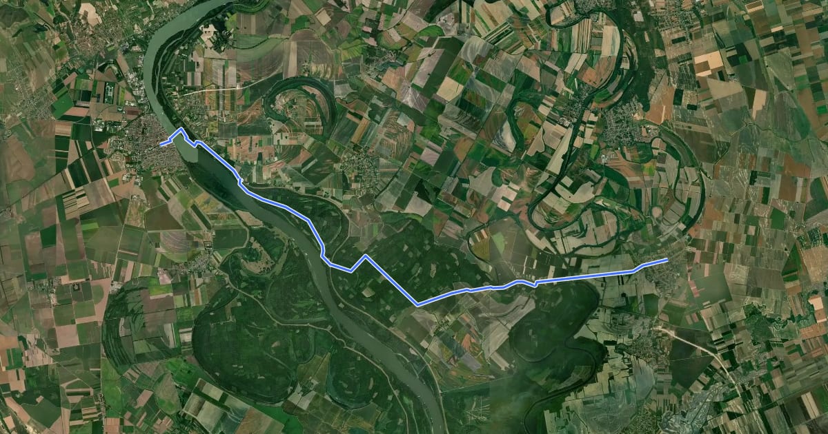 Маршрут ST315 Mohács - Hercegszántó на спутниковом снимке
